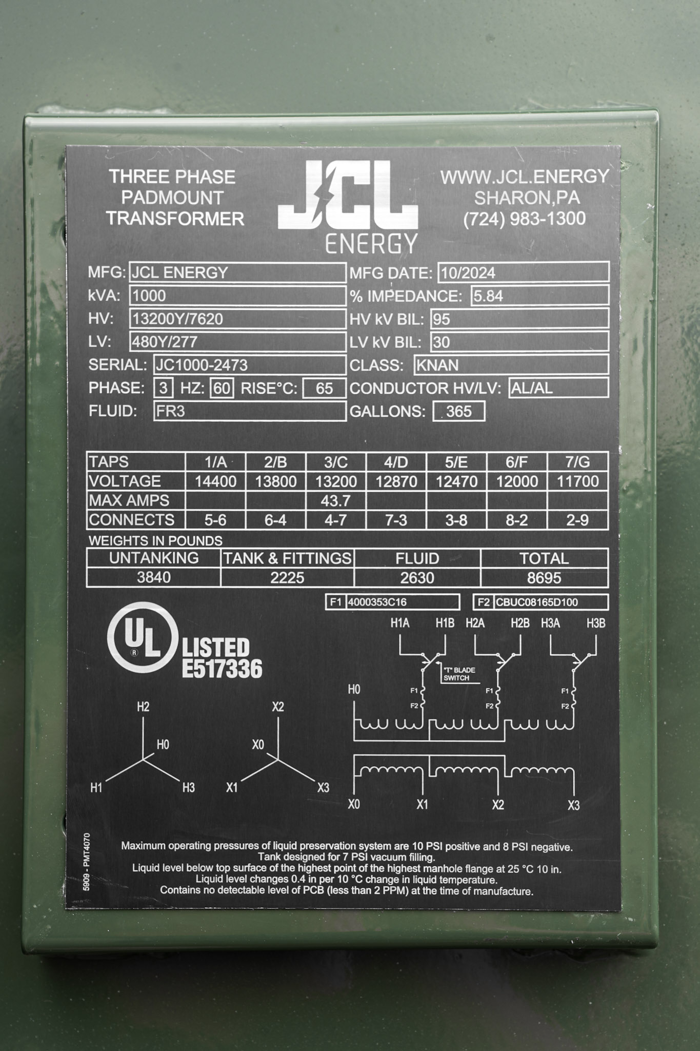 Photo of a transformer nameplate in a text thread