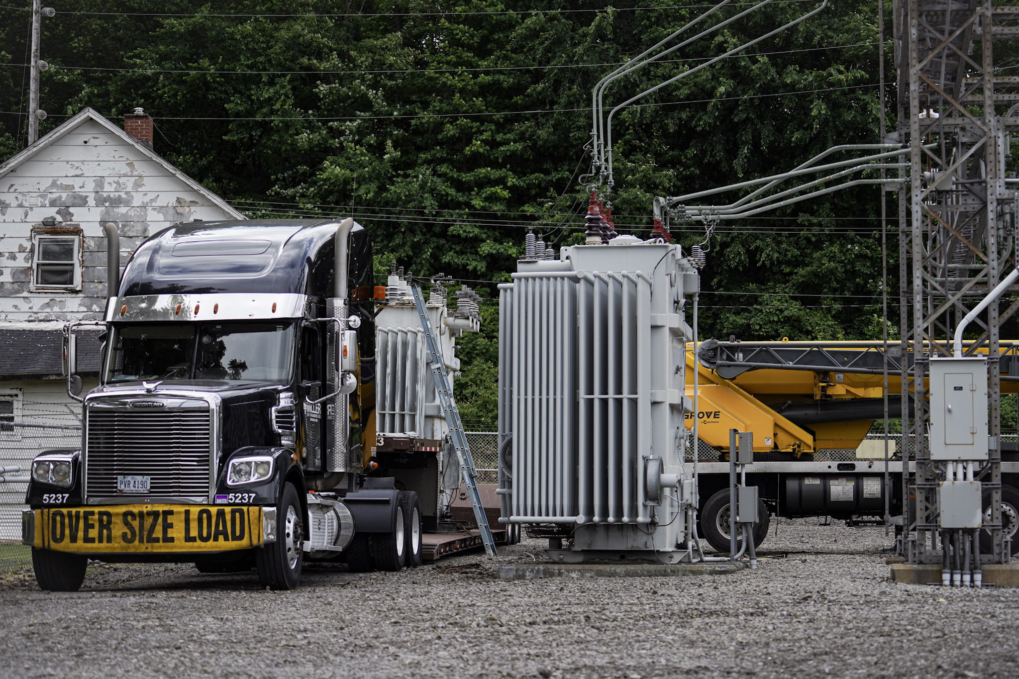 A transformer moving as an oversize load during a rotation