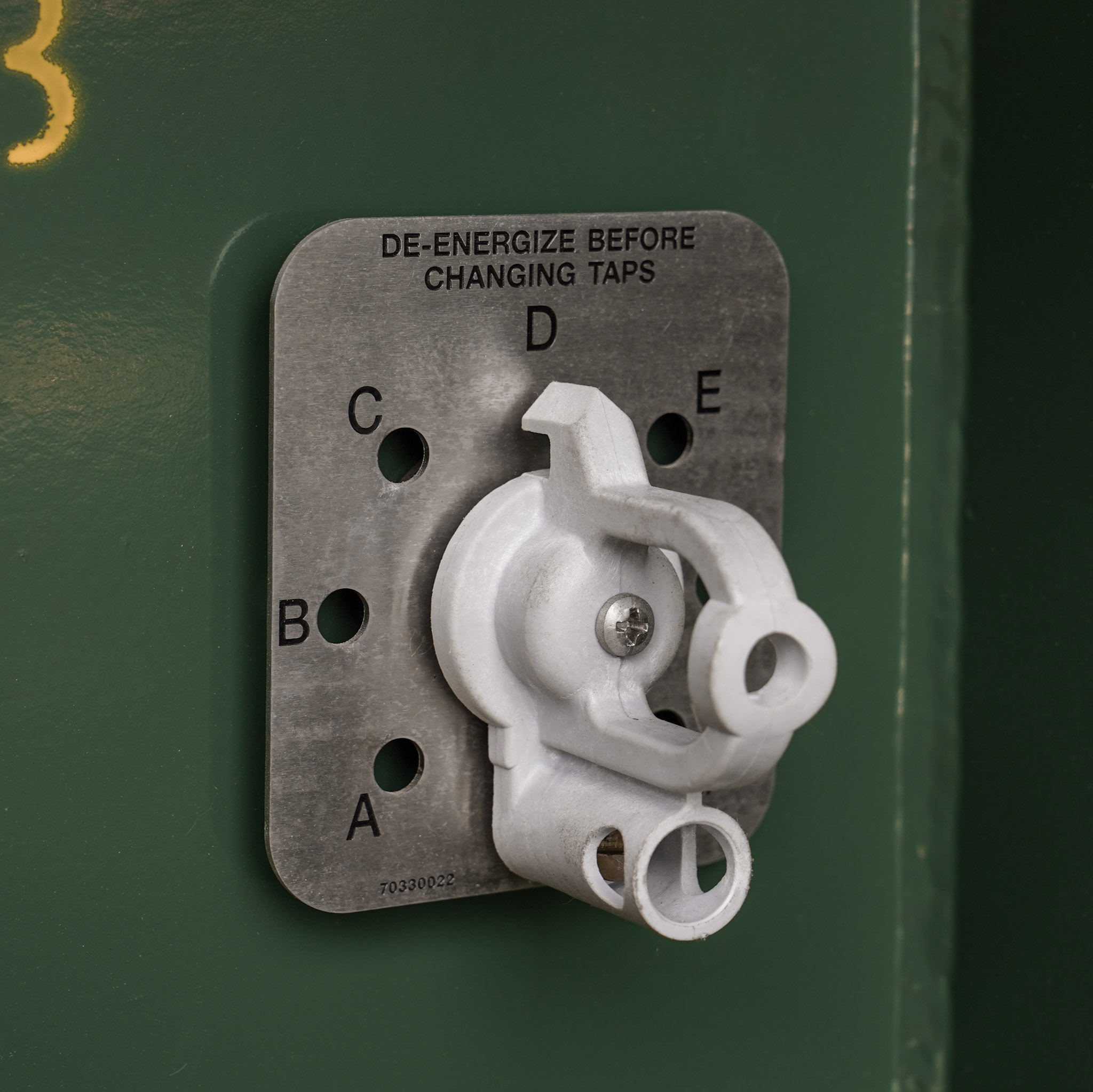 External tap changer switch on a padmount transformer