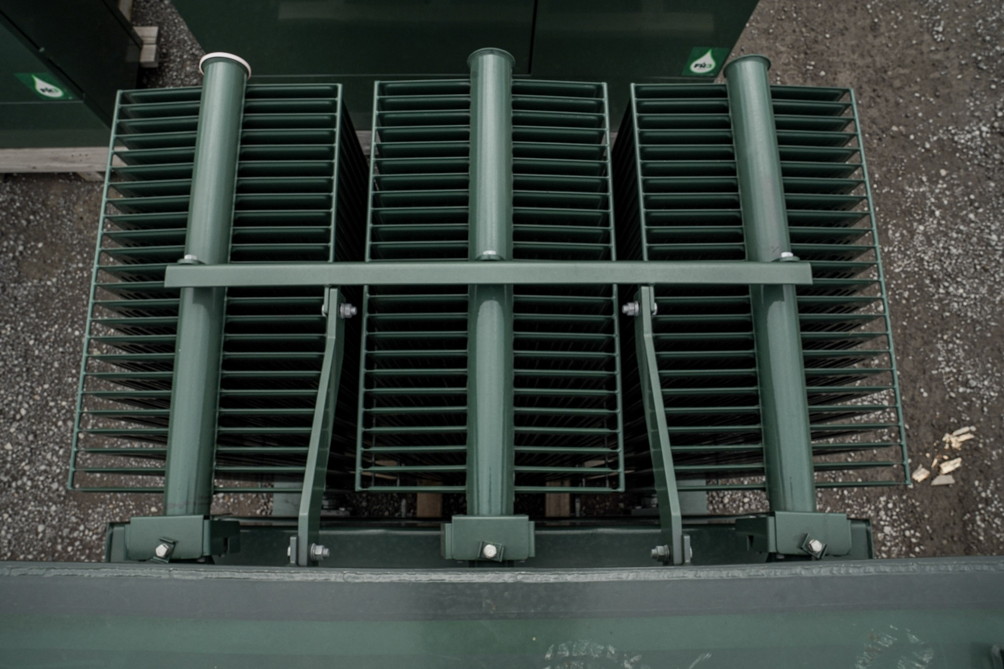 Transformer radiator bank viewed from above