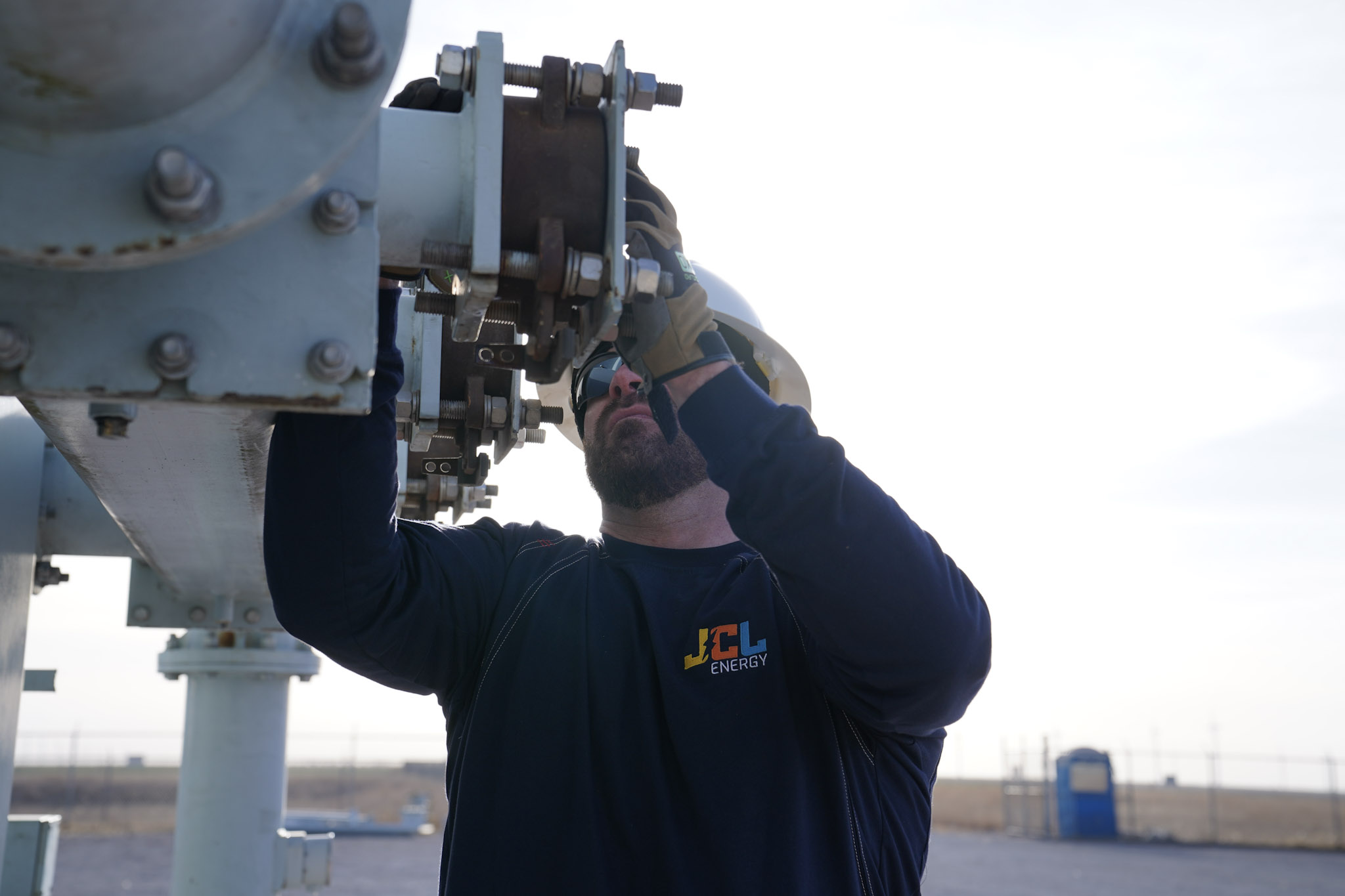 A JCL technician at work in the field